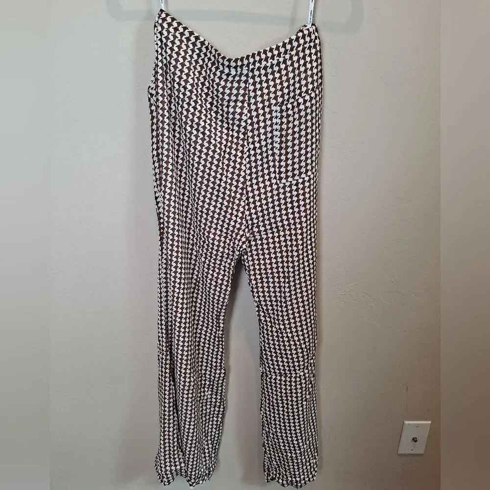 CHARLIE HOLIDAY LOLA HOUNDSTOOTH FLARE PANTS LINED SIZE XS/2